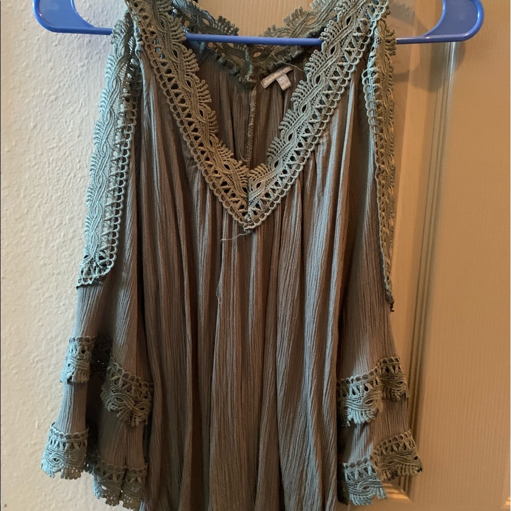 Green, boho style top